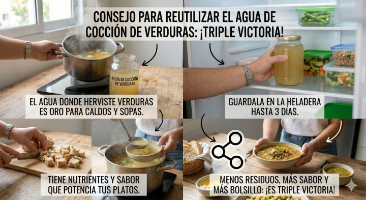 Imagen ilustrativa de: Reutiliza el agua de cocción de verduras