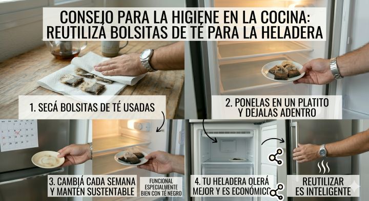 Imagen ilustrativa de: Reutilizá bolsitas de té para la heladera