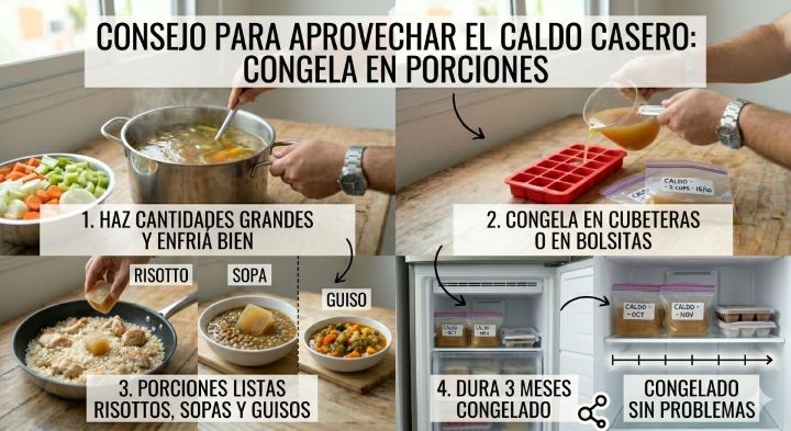 Imagen ilustrativa de: Congela el caldo casero en porciones