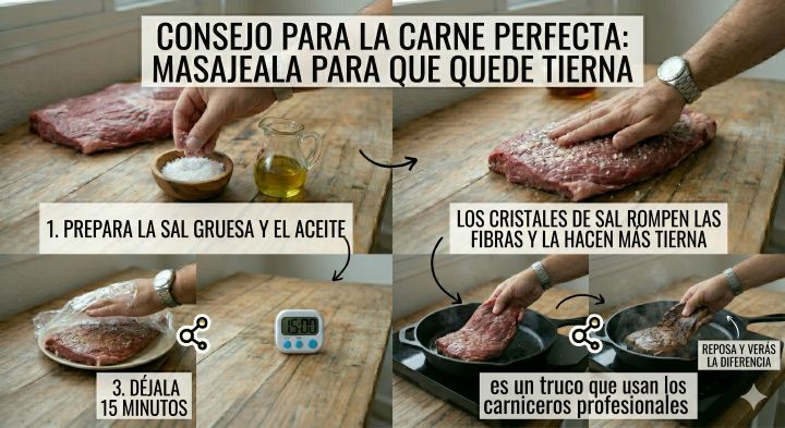 Preparación de carne en cocina