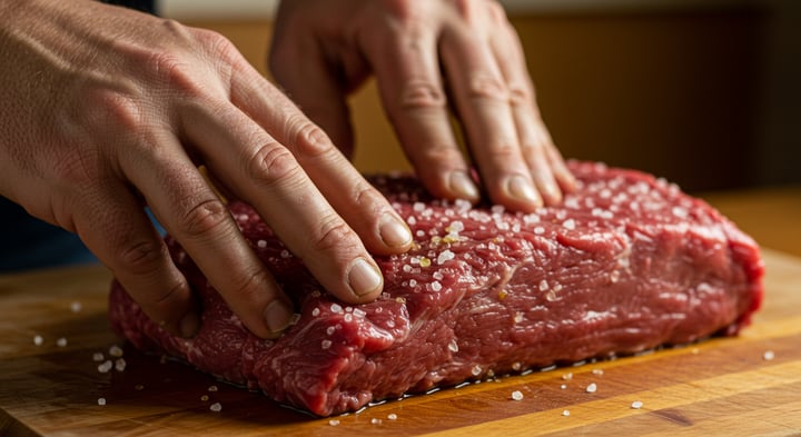 Preparación de carne en cocina