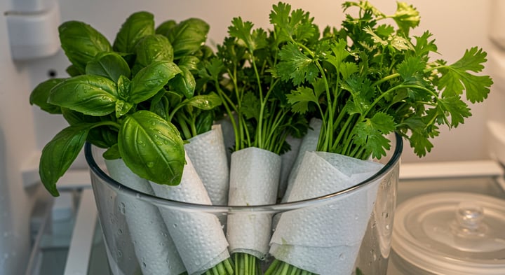 Ingredientes frescos organizados para conservación